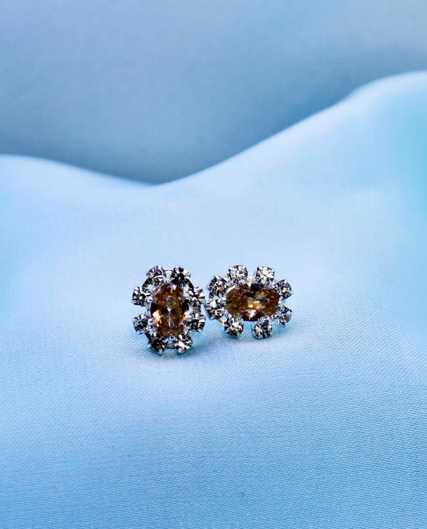 Cubic Zirconia Ovel Crystal Tops-Champagne