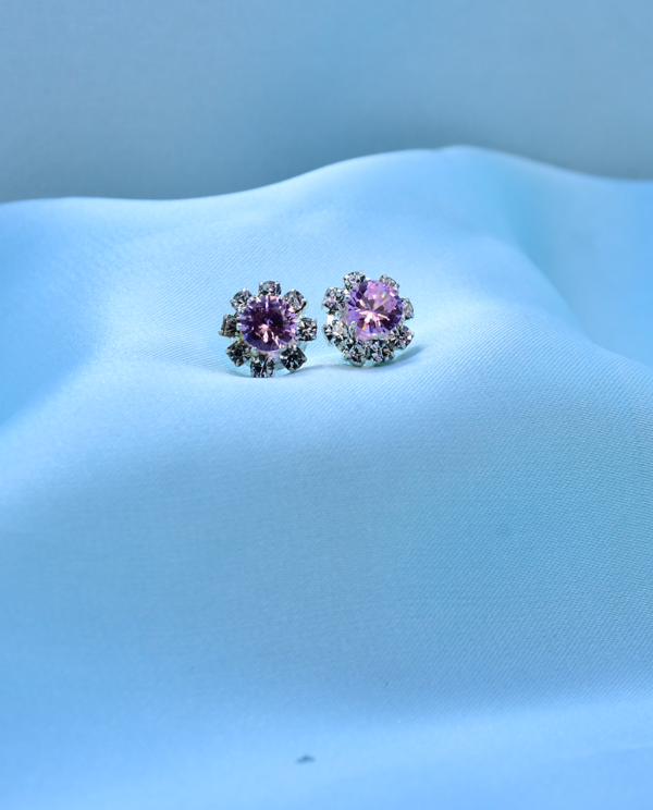 Cubic Zirconia Circle Crystal Tops-Lavender