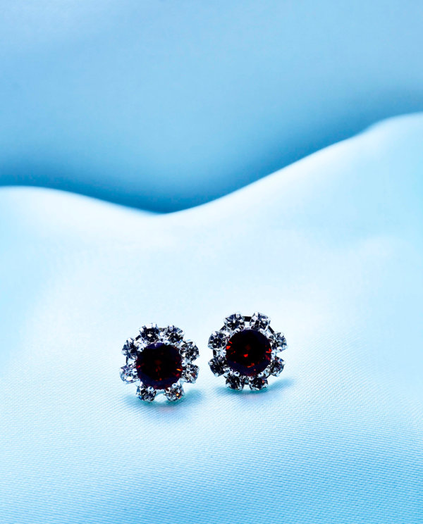 Cubic Zirconia Circle Crystal Tops-Maroon