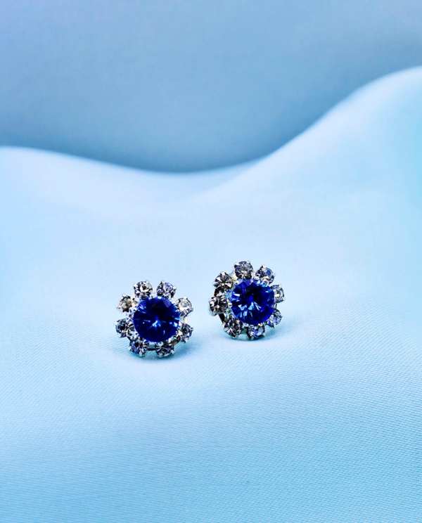 Cubic Zirconia Circle Crystal Tops-Blue