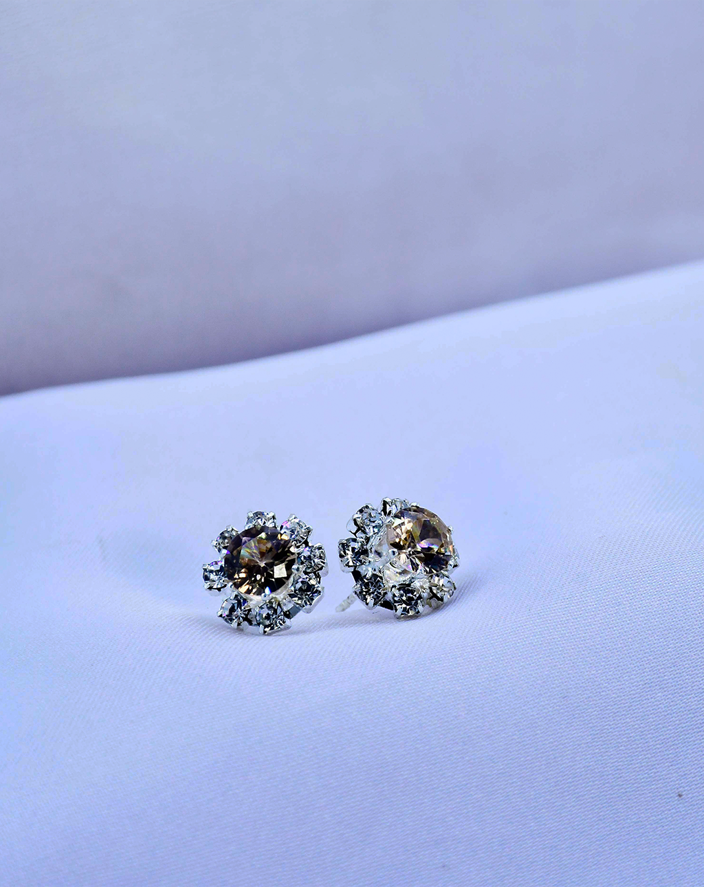 Cubic Zirconia Circle Crystal Tops-Champagne