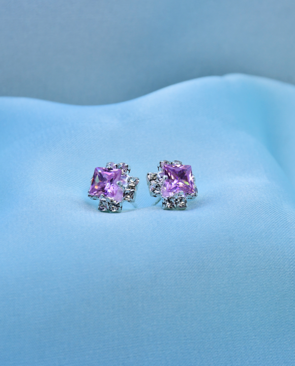 Cubic Zirconia Square Crystal Tops-Pink