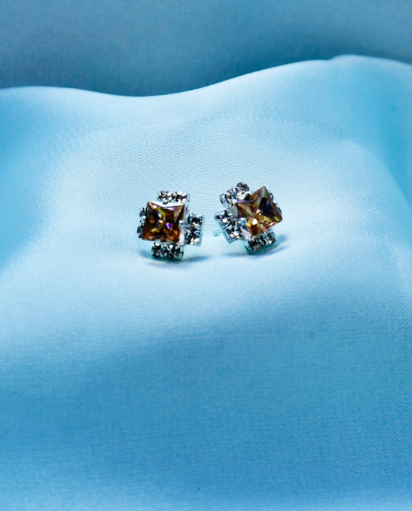 Cubic Zirconia Square Crystal Tops-Champagne