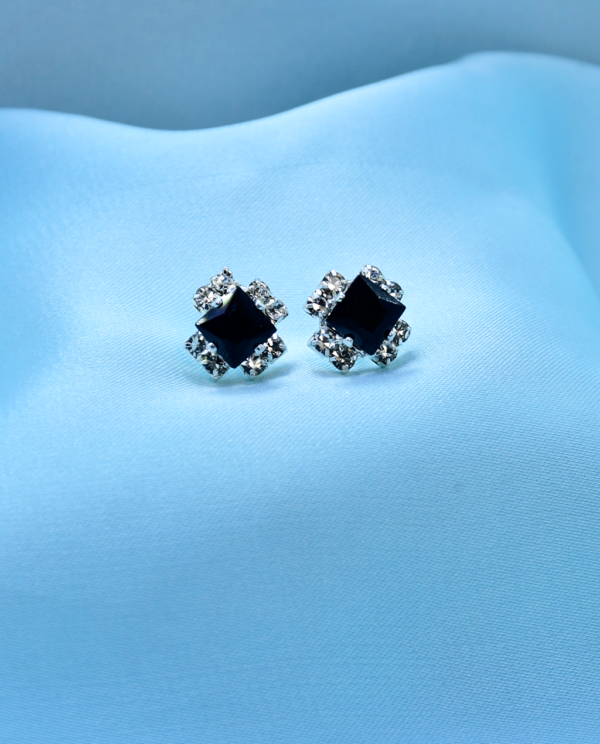 Cubic Zirconia Square Crystal Tops-Black