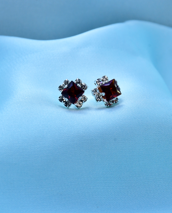 Cubic Zirconia Square Crystal Tops-Red