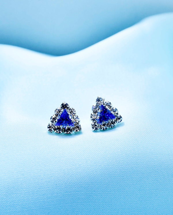 Cubic Zirconia Triangle Crystal Tops-Blue