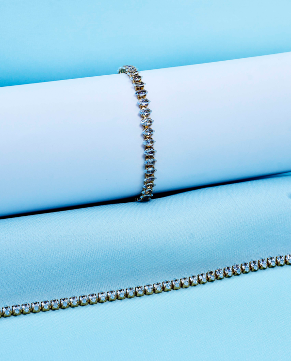 Zarki Crystal Gold Plated Wrist Bracelet-White