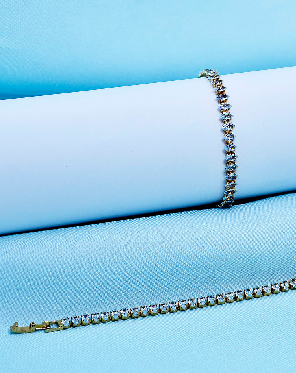 Zarki Crystal Gold Plated Wrist Bracelet-White - Image 2