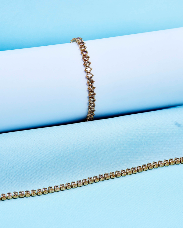 Zarki Crystal Gold Plated Wrist Bracelet-Champagne