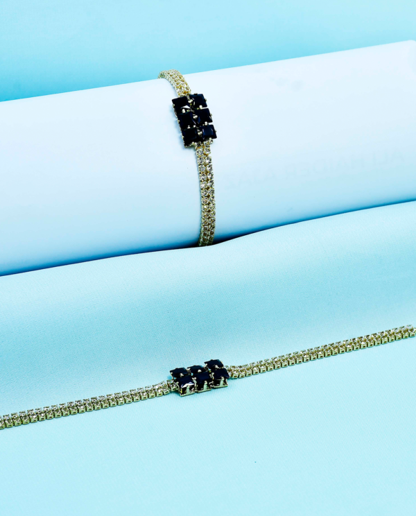 China Gold Chain Crystal Bracelet-Black