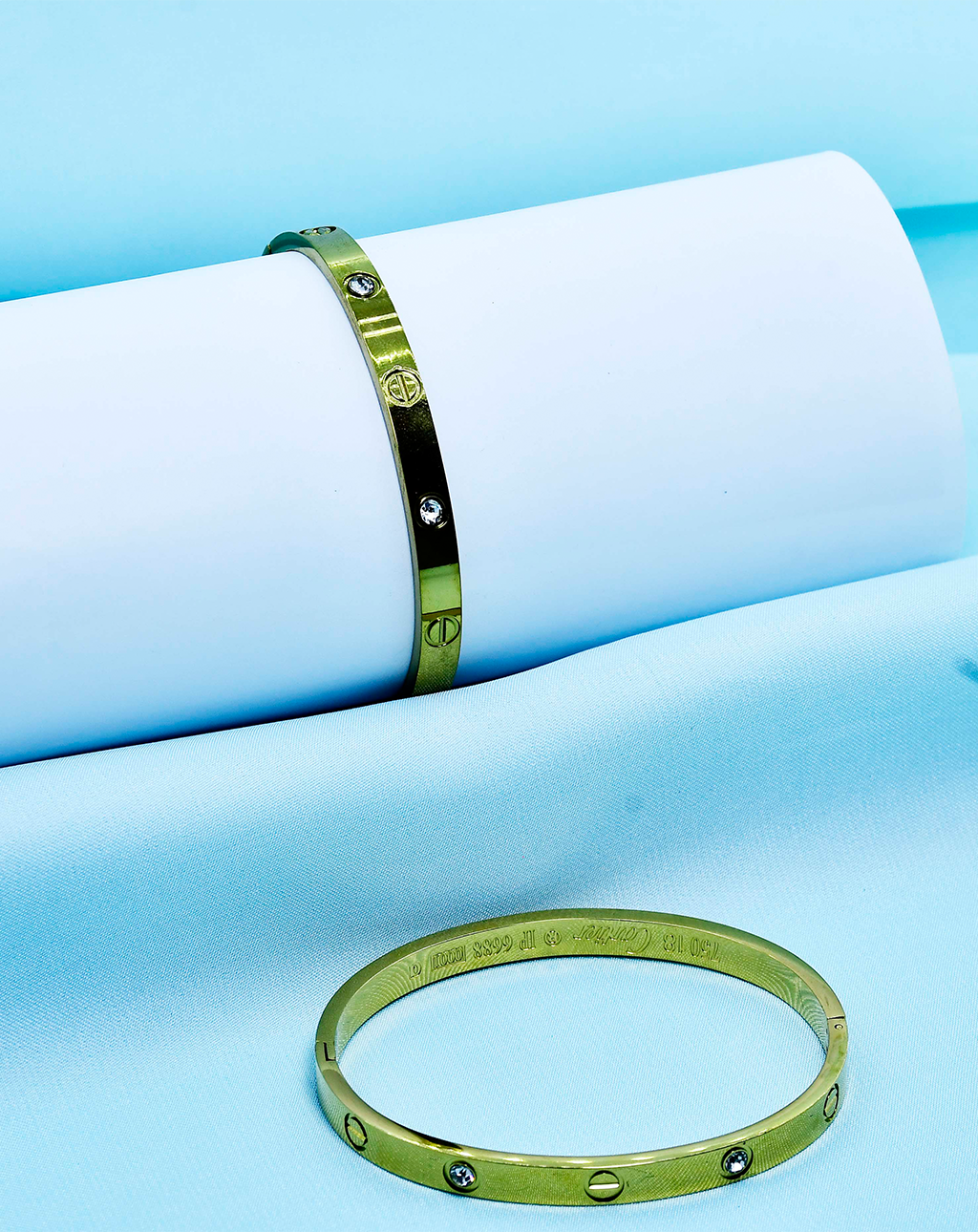 Stainless Steel Enamel Bangle-Gold