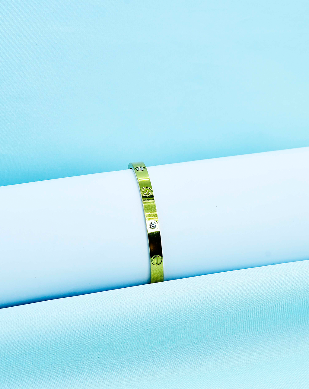 Stainless Steel Enamel Bangle-Gold - Image 2