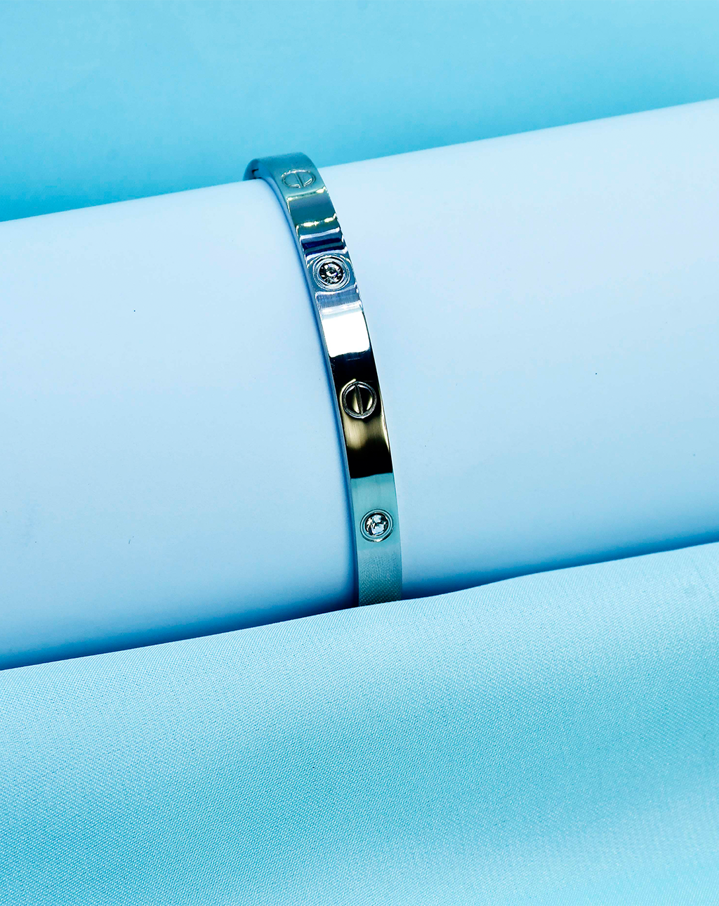 Stainless Steel Enamel Bangle-Silver - Image 2