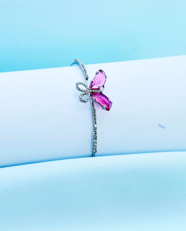 Butterfly Silver Bangle-Purple