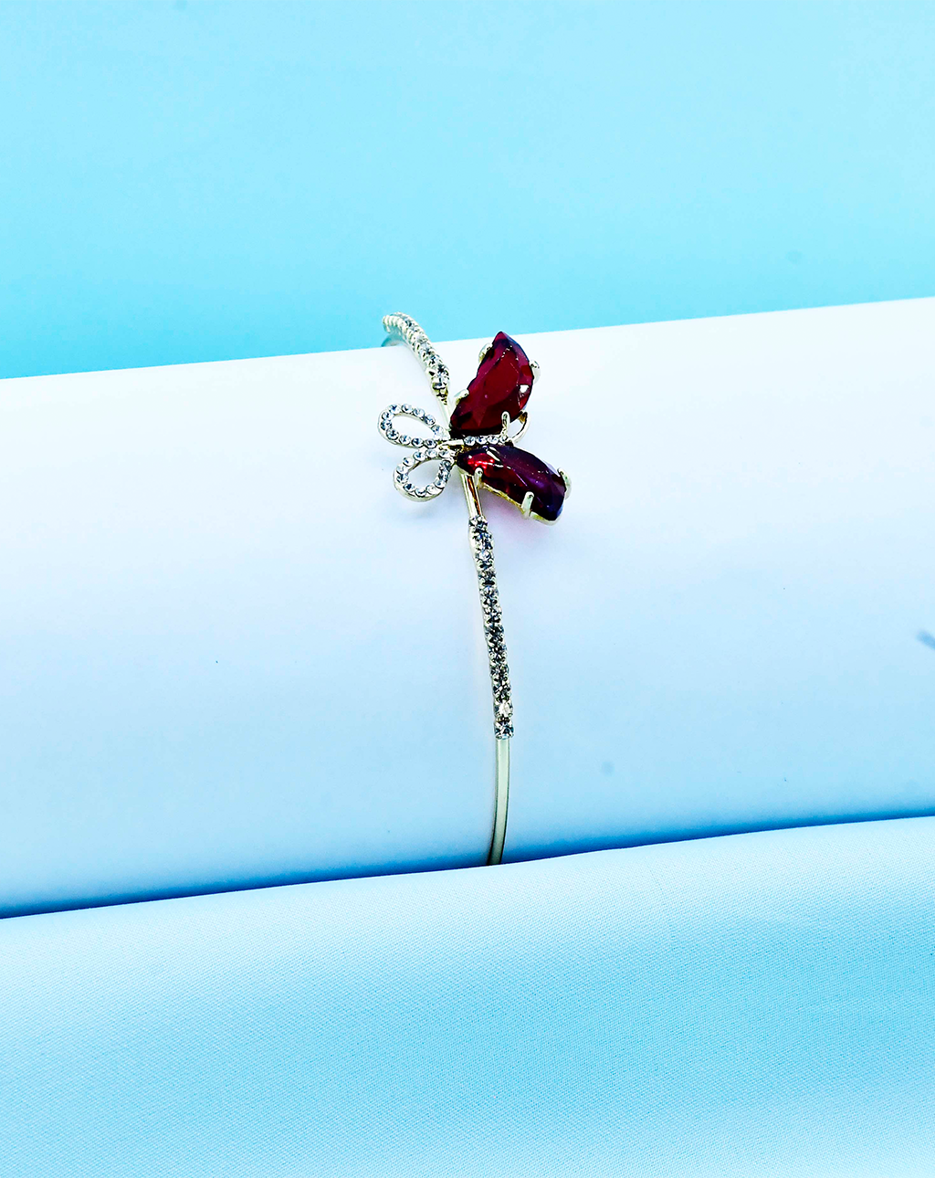 Butterfly Bangle Golden-Maroon Red
