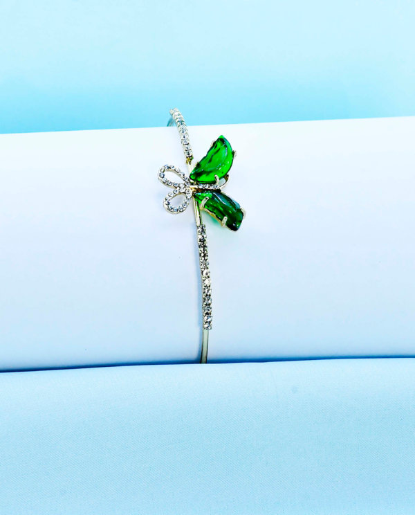 Butterfly Silver Bangle-Green