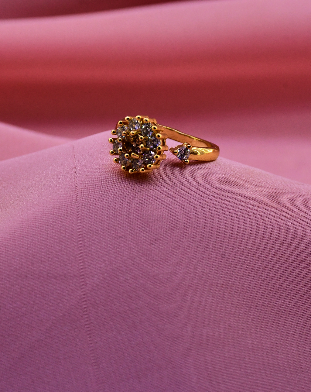Royal Diamond Round Cluster Ring-Champagne - Image 3