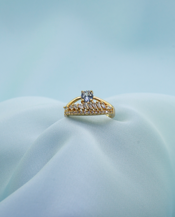 Gold Plated Crystal Crown Ring