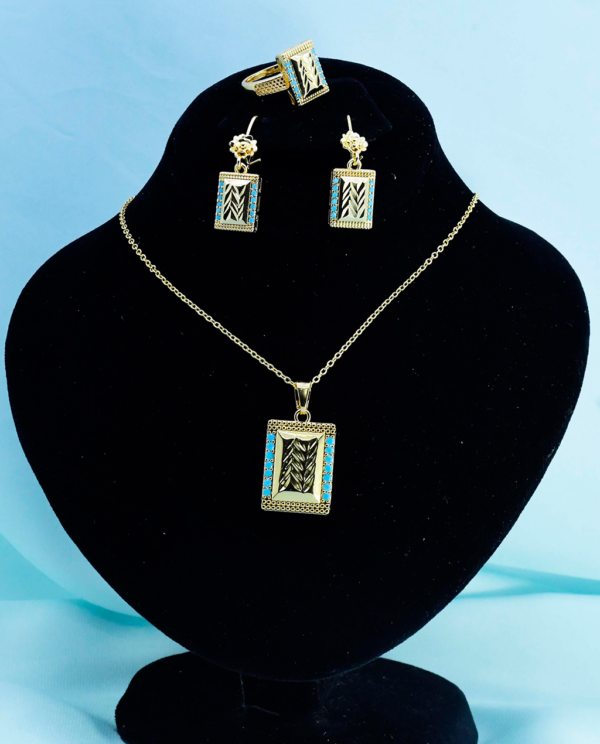 Gold Plated Turquoise Necklace Set-Ocean