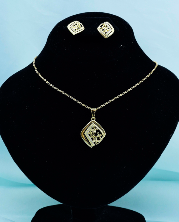 Gold Plated Square Necklace Set