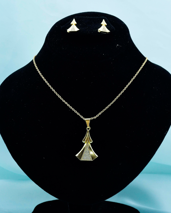 Gold Plated Triangle Necklace Set