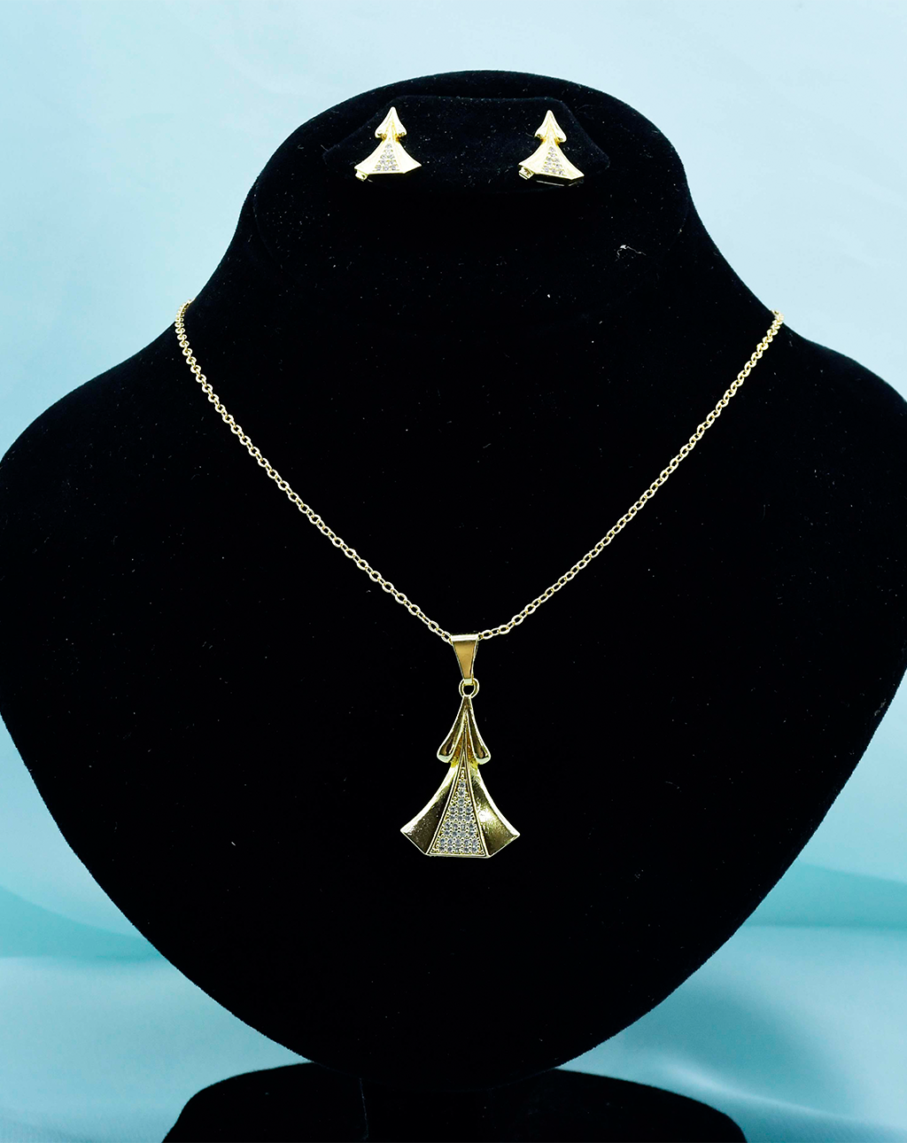 Gold Plated Triangle Necklace Set