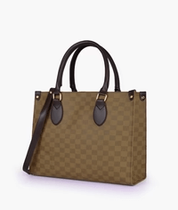 Delight Check Tote-Brown