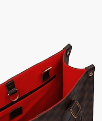 Delight Check Tote-Dark Brown - Image 4