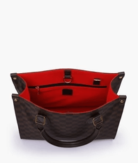 Delight Check Tote-Dark Brown - Image 3