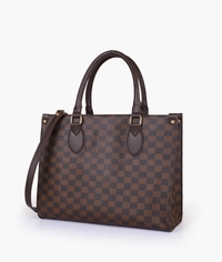 Delight Check Tote-Dark Brown