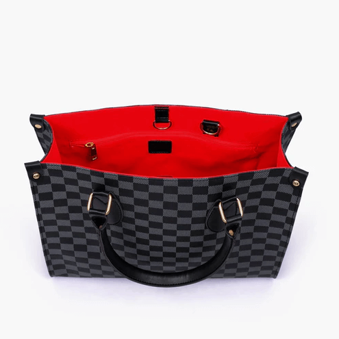 Delight Check Tote-Gray Black - Image 3