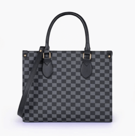 Delight Check Tote-Gray Black