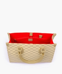Delight Check Tote-Off White - Image 3